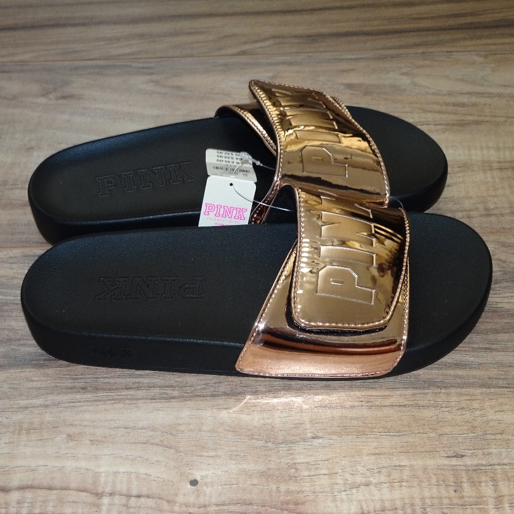 PINK VICTORIA'S SECRET NWT Rose Gold Slip Ons